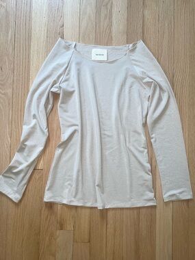 Italian-made Beige Sparkle Boatneck Top